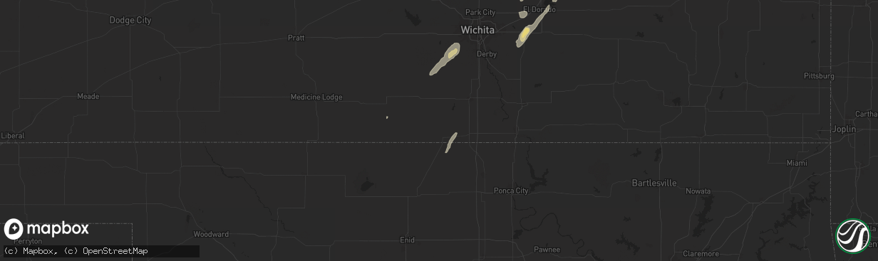 Hail map in Caldwell, KS on June 3, 2025