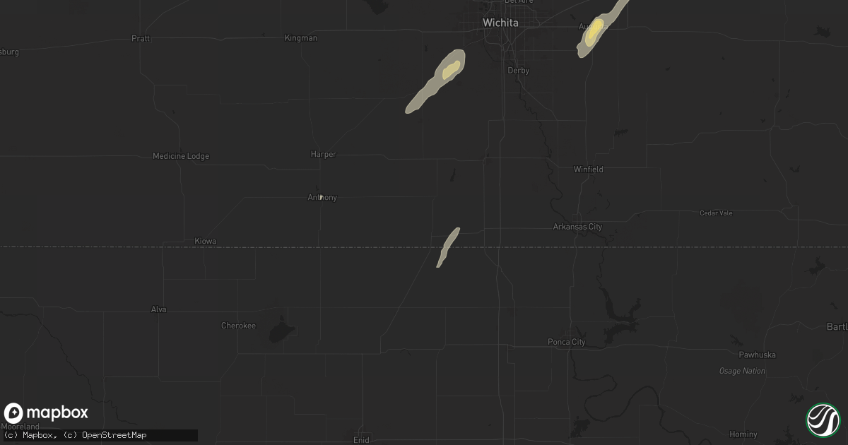 Hail map in Caldwell, KS on June 3, 2025