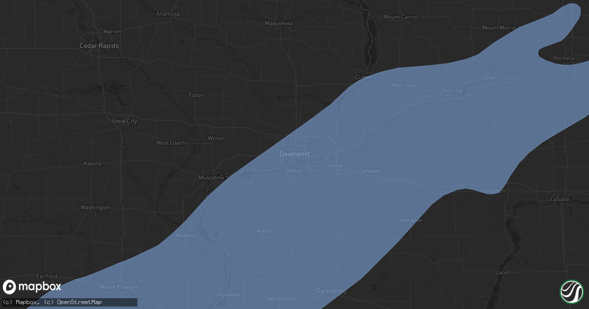 Hail map in Davenport, IA on June 3, 2025
