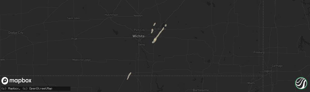 Hail map in Douglass, KS on June 3, 2025