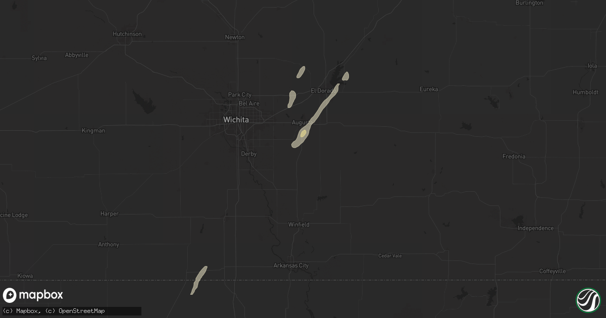 Hail map in Douglass, KS on June 3, 2025