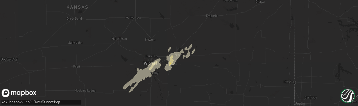 Hail map in El Dorado, KS on June 3, 2025