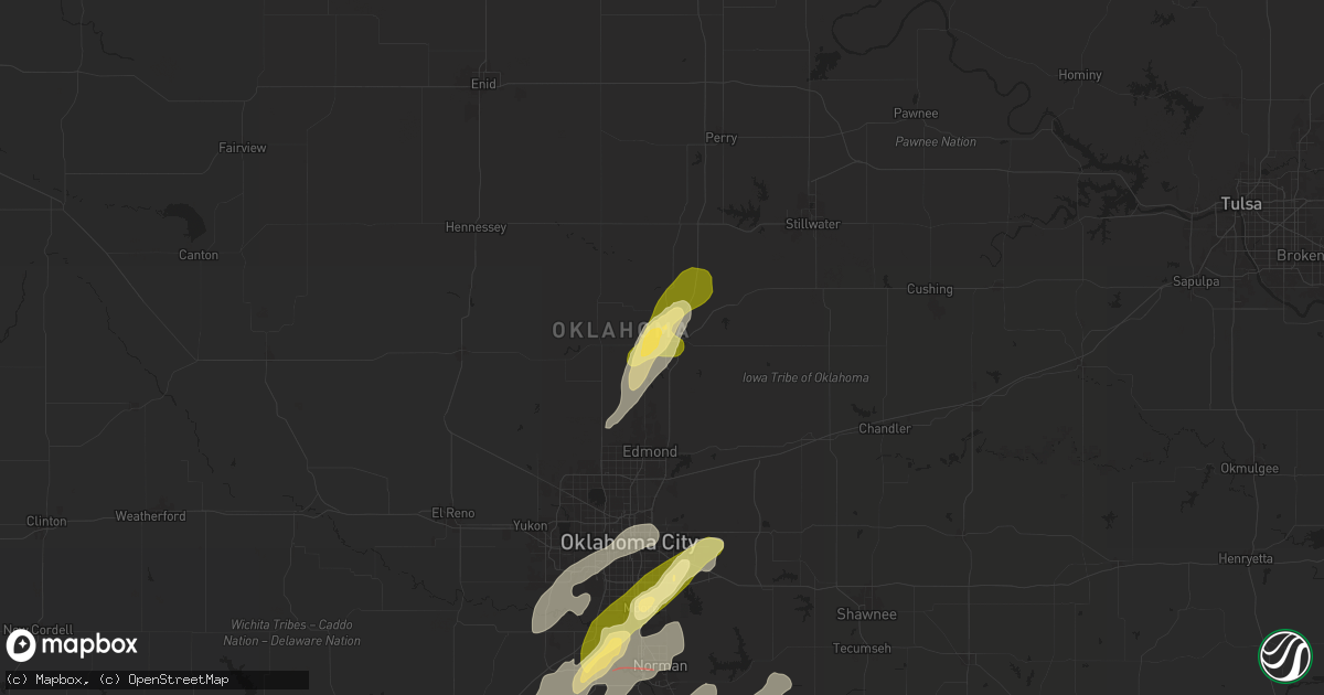 Hail map in Guthrie, OK on June 3, 2025