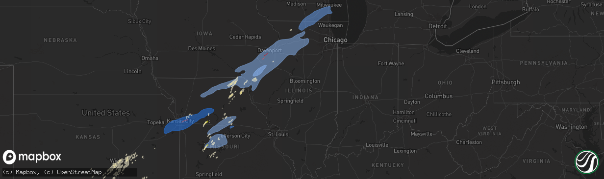 Hail map in Illinois on June 3, 2025