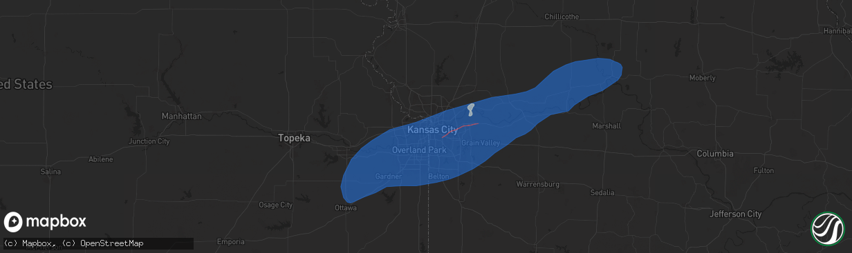 Hail map in Kansas City, KS on June 3, 2025