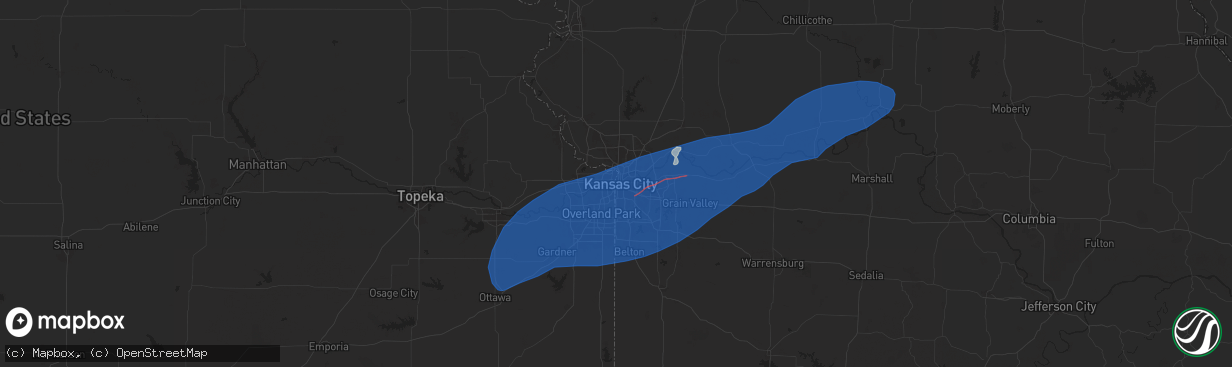 Hail map in Kansas City, MO on June 3, 2025