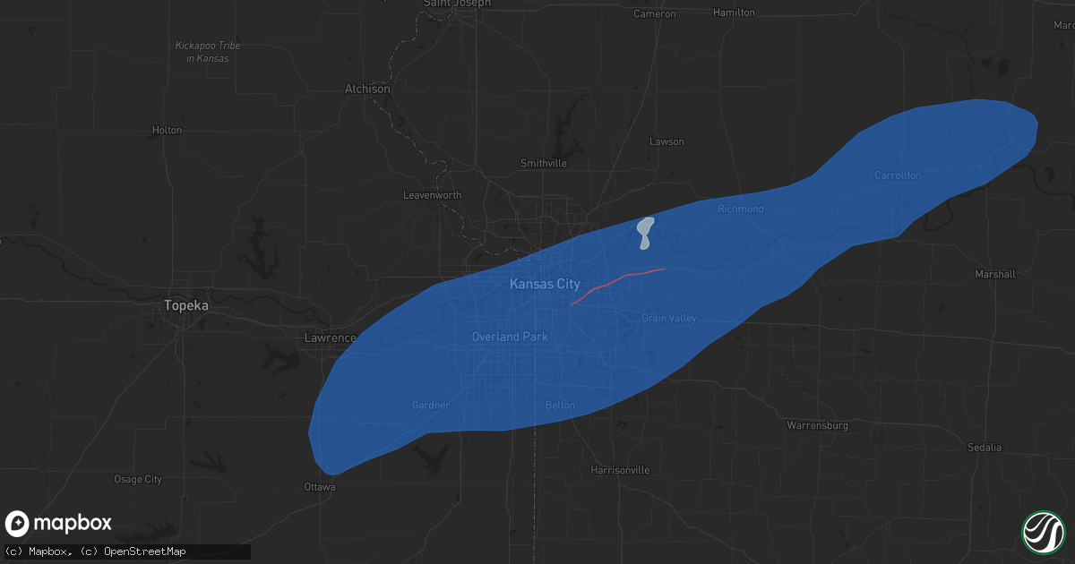 Hail map in Kansas City, MO on June 3, 2025