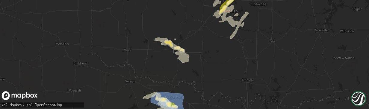 Hail map in Lawton, OK on June 3, 2025