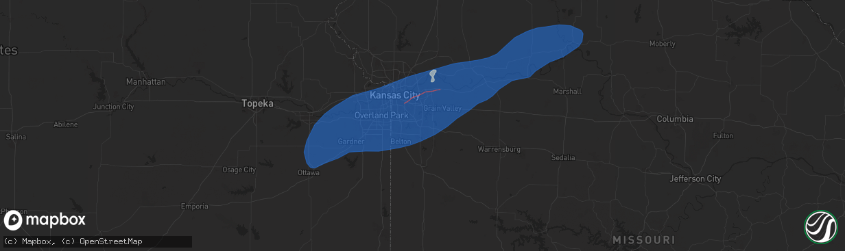 Hail map in Lees Summit, MO on June 3, 2025