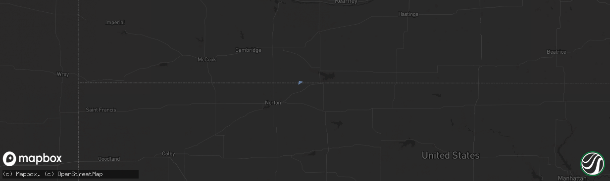 Hail map in Long Island, KS on June 3, 2025
