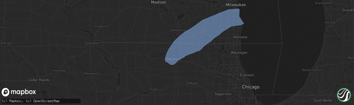 Hail map in Machesney Park, IL on June 3, 2025