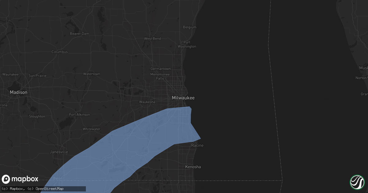 Hail map in Milwaukee, WI on June 3, 2025