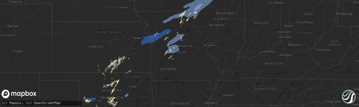 Hail map in Missouri on June 3, 2025