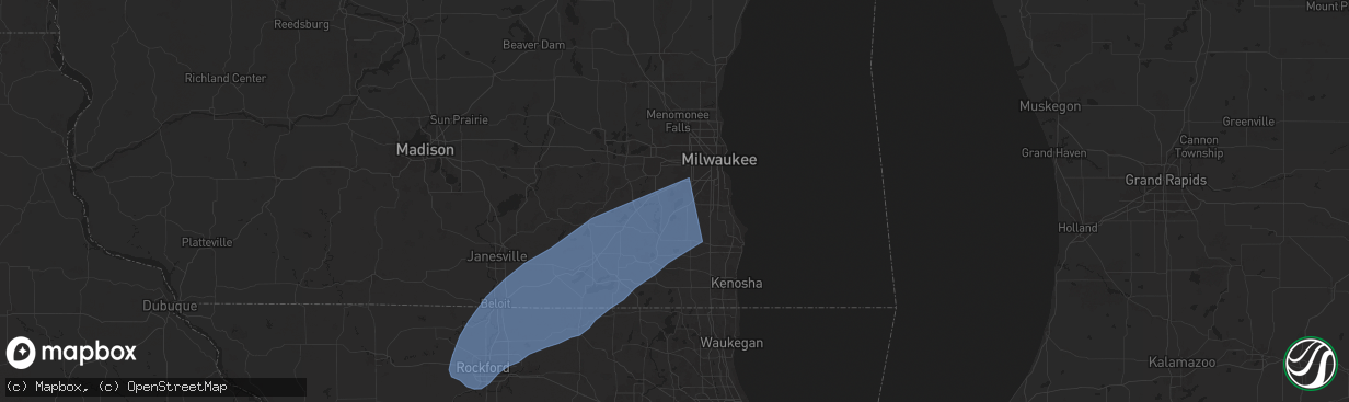 Hail map in Muskego, WI on June 3, 2025