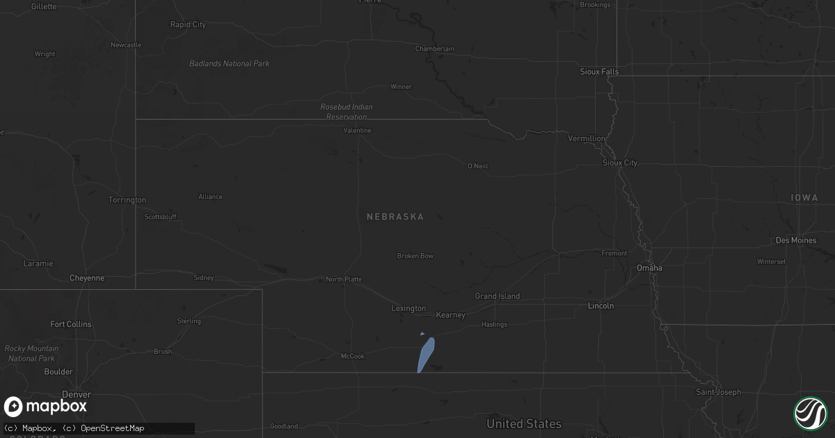 Hail map in Nebraska on June 3, 2025