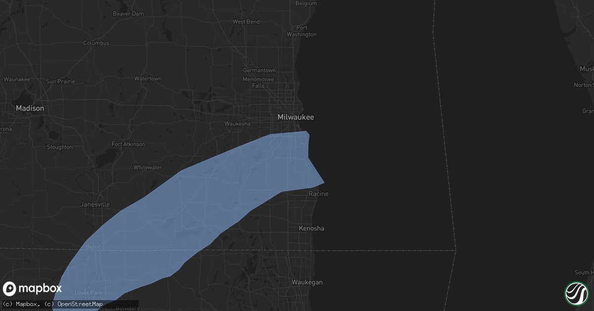 Hail map in Oak Creek, WI on June 3, 2025
