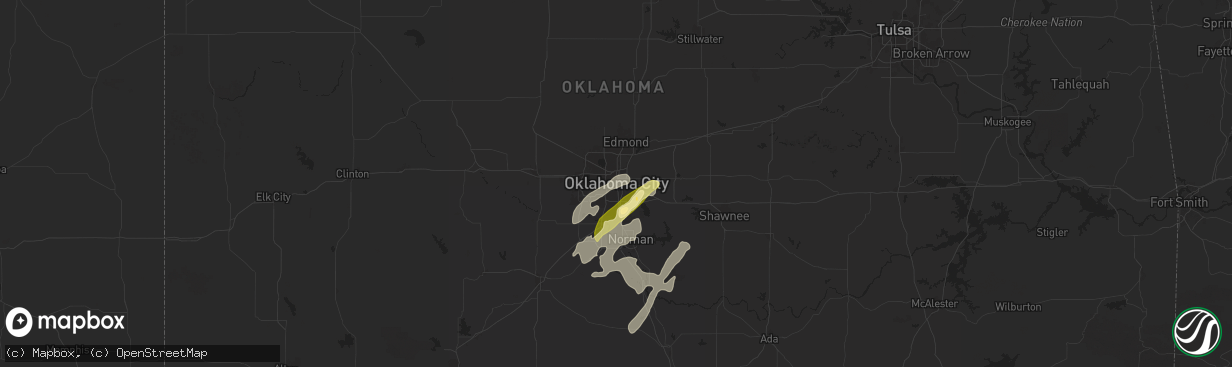 Hail map in Oklahoma City, OK on June 3, 2025