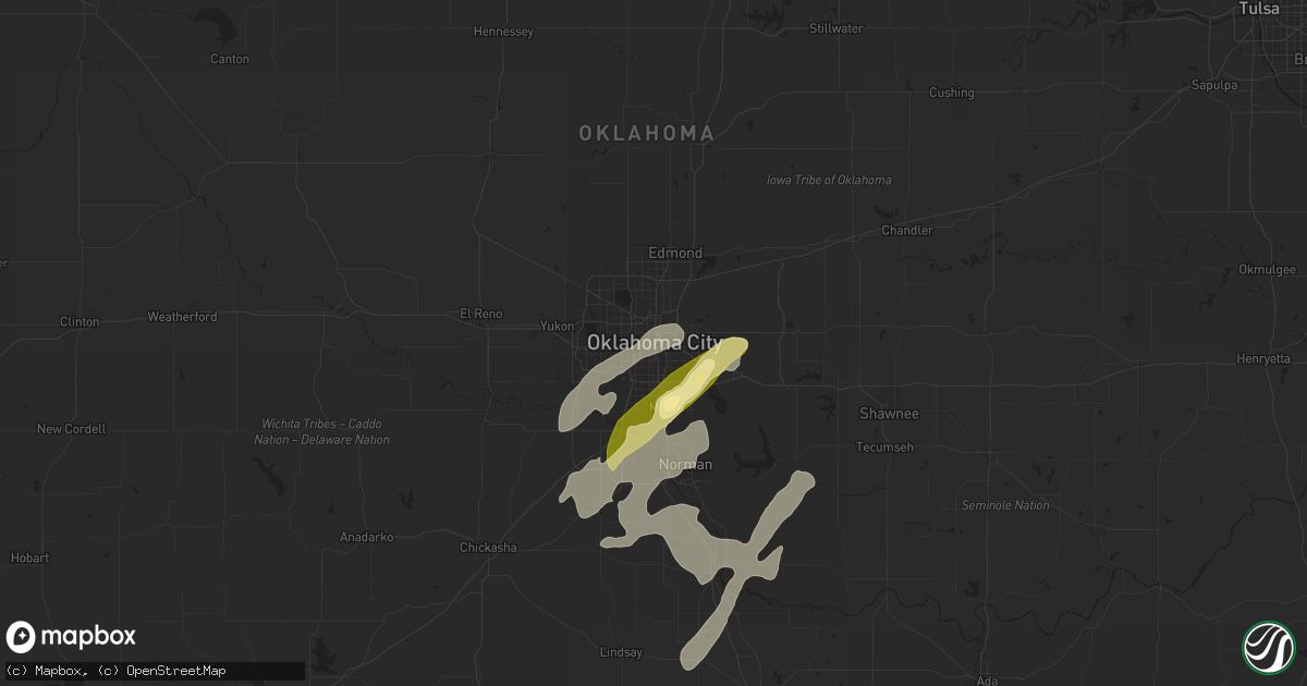 Hail map in Oklahoma City, OK on June 3, 2025