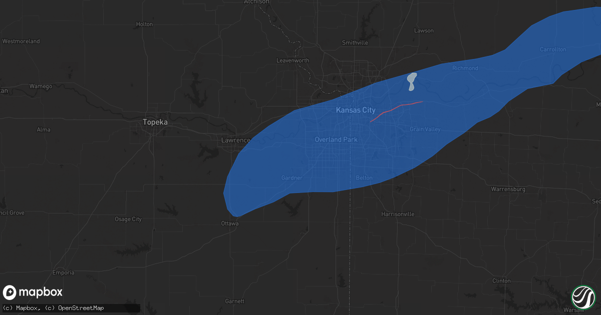 Hail map in Olathe, KS on June 3, 2025