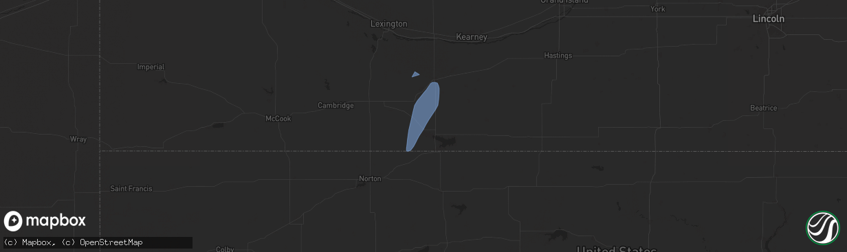 Hail map in Orleans, NE on June 3, 2025