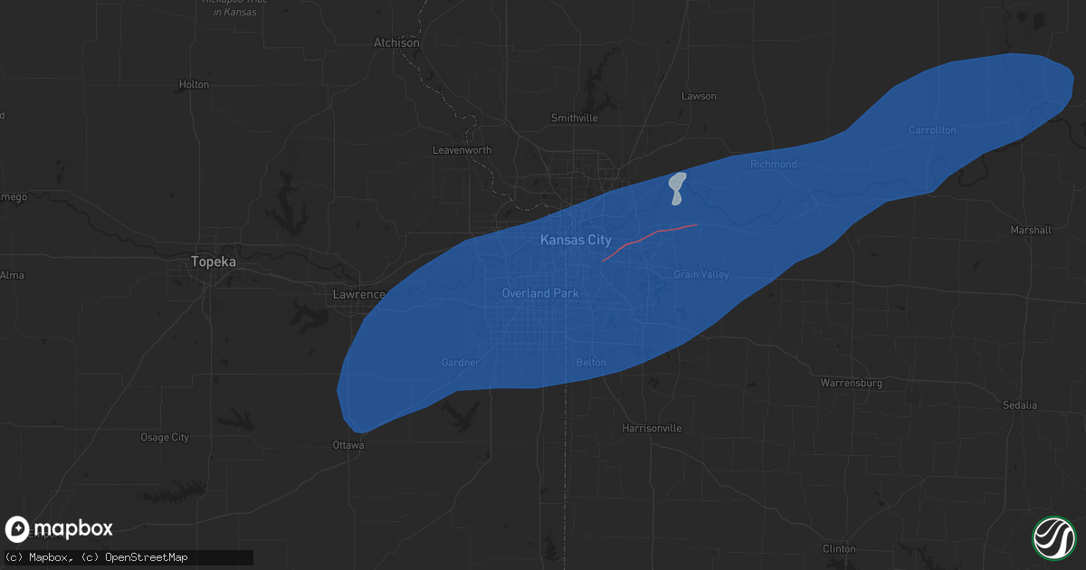 Hail map in Overland Park, KS on June 3, 2025