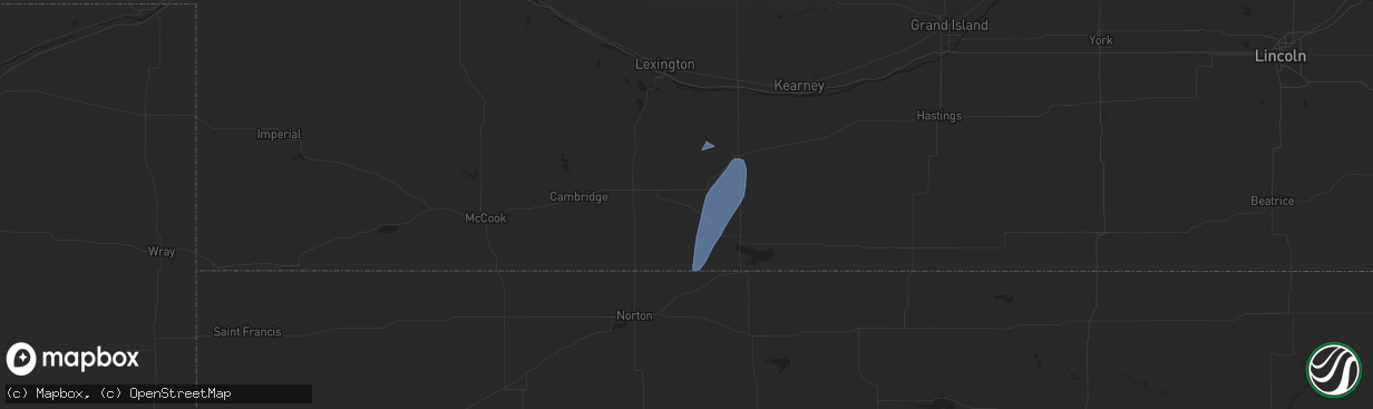 Hail map in Oxford, NE on June 3, 2025