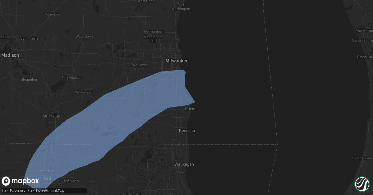Hail map in Racine, WI on June 3, 2025