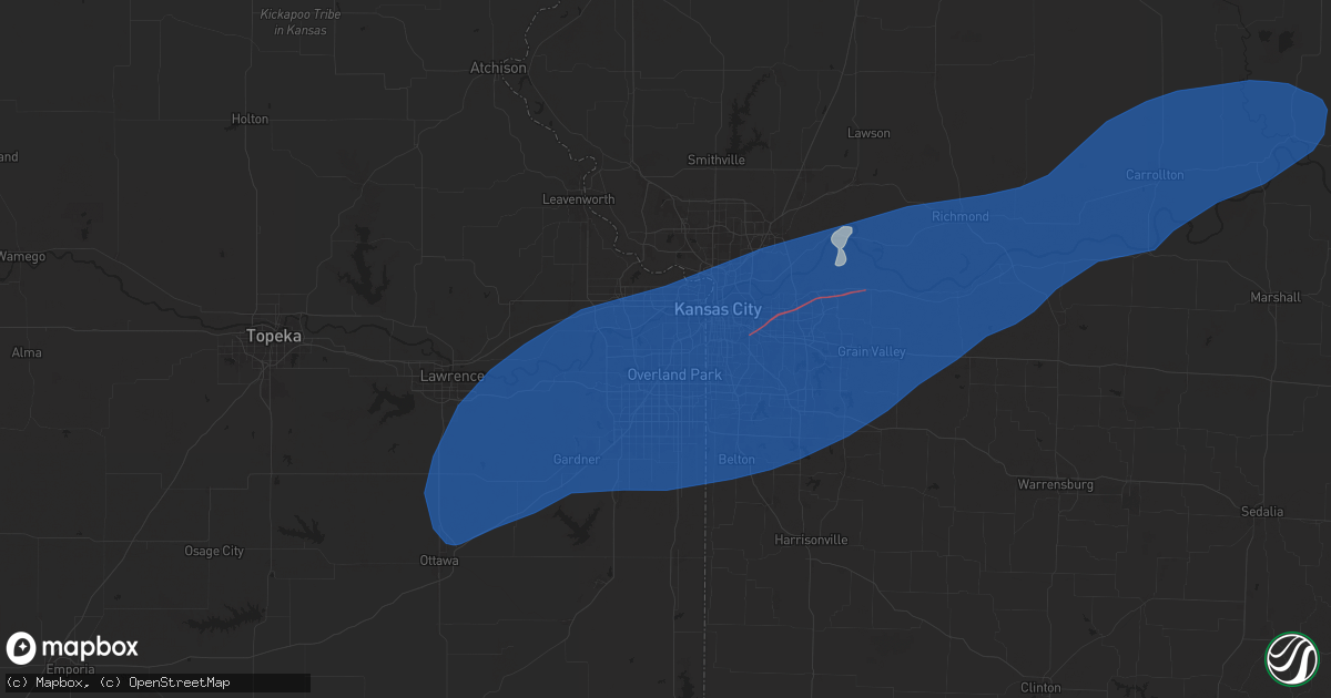 Hail map in Shawnee, KS on June 3, 2025