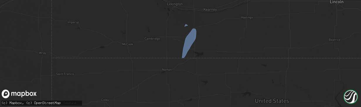 Hail map in Stamford, NE on June 3, 2025