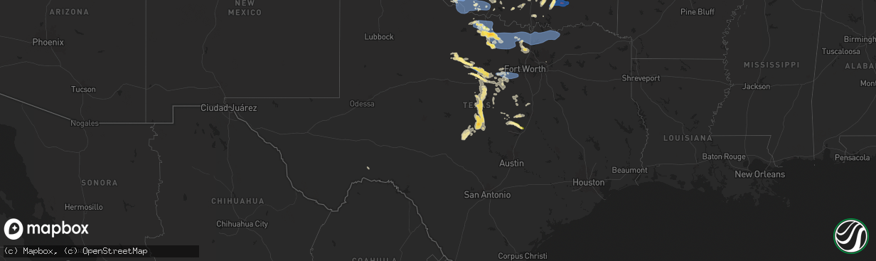 Hail map in Texas on June 3, 2025