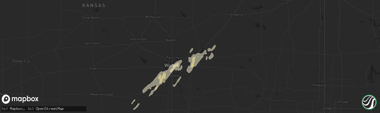 Hail map in Towanda, KS on June 3, 2025