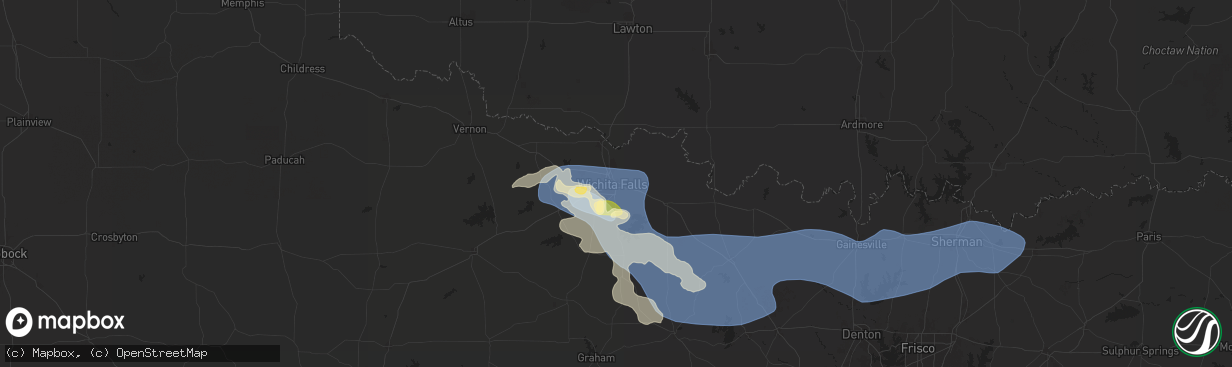 Hail map in Wichita Falls, TX on June 3, 2025