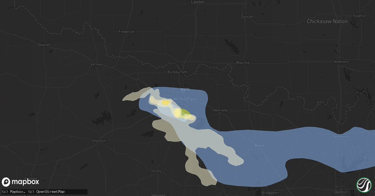 Hail map in Wichita Falls, TX on June 3, 2025