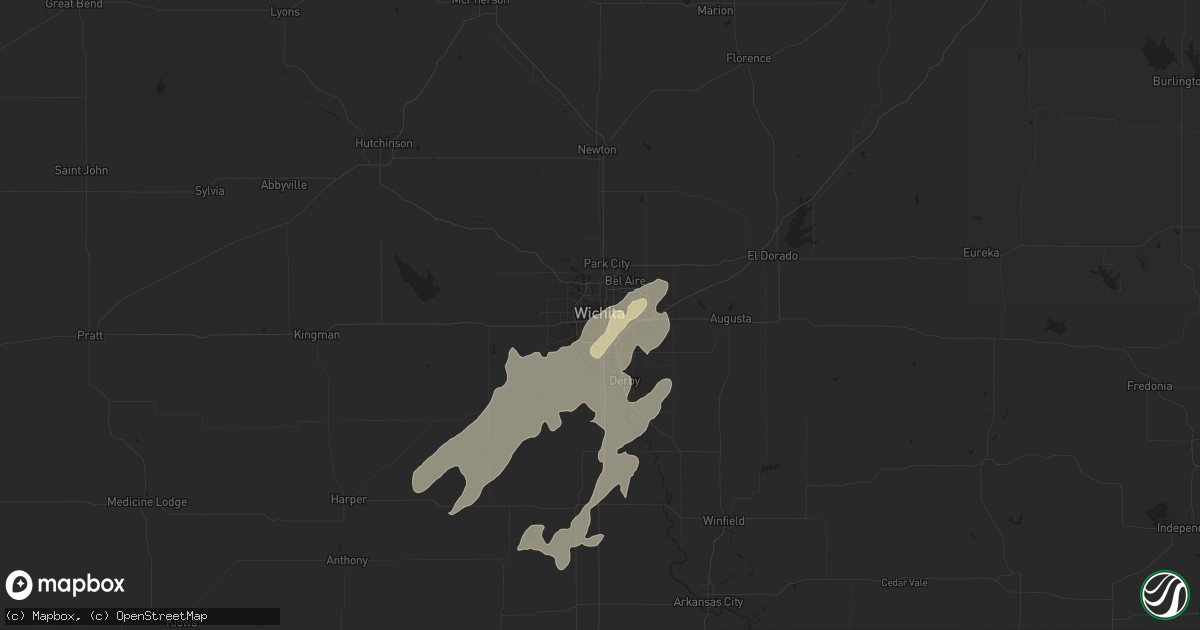 Hail map in Wichita, KS on June 3, 2025