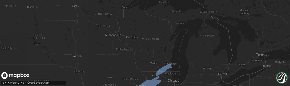 Hail map in Wisconsin on June 3, 2025