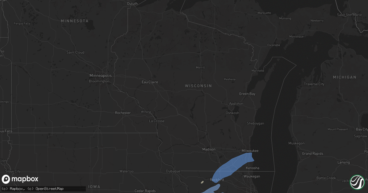 Hail map in Wisconsin on June 3, 2025