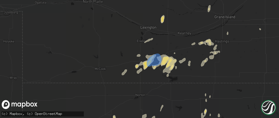 Hail map in Arapahoe, NE on June 3, 2026