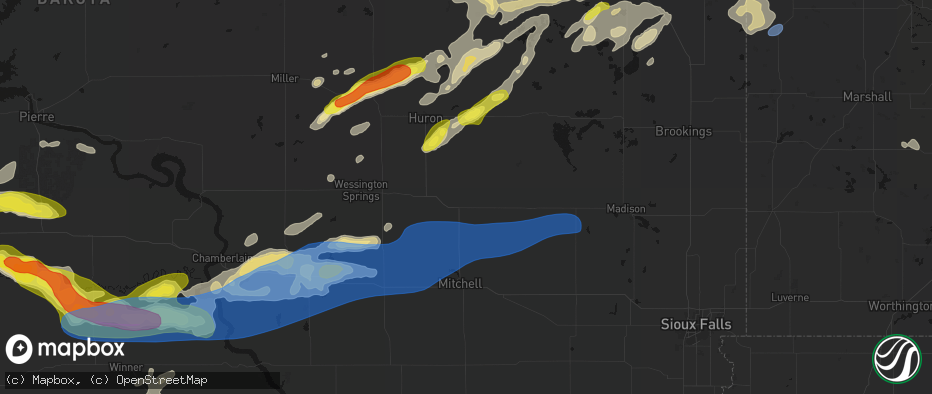 Hail map in Artesian, SD on June 3, 2026