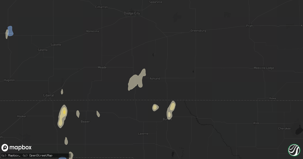 Hail map in Ashland, KS on June 3, 2026