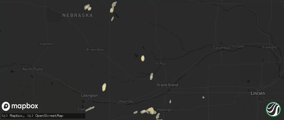 Hail map in Ashton, NE on June 3, 2026