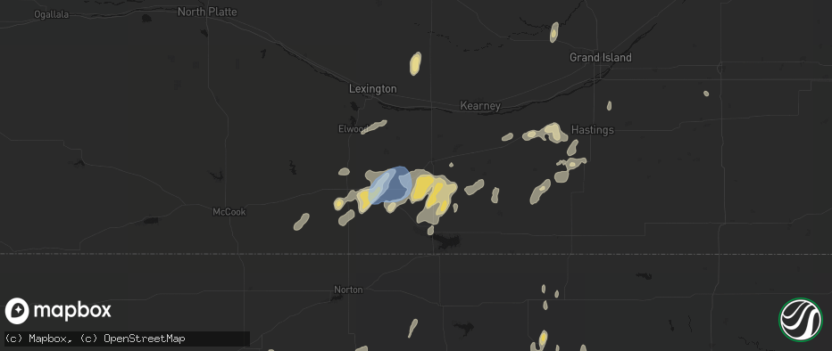 Hail map in Atlanta, NE on June 3, 2026