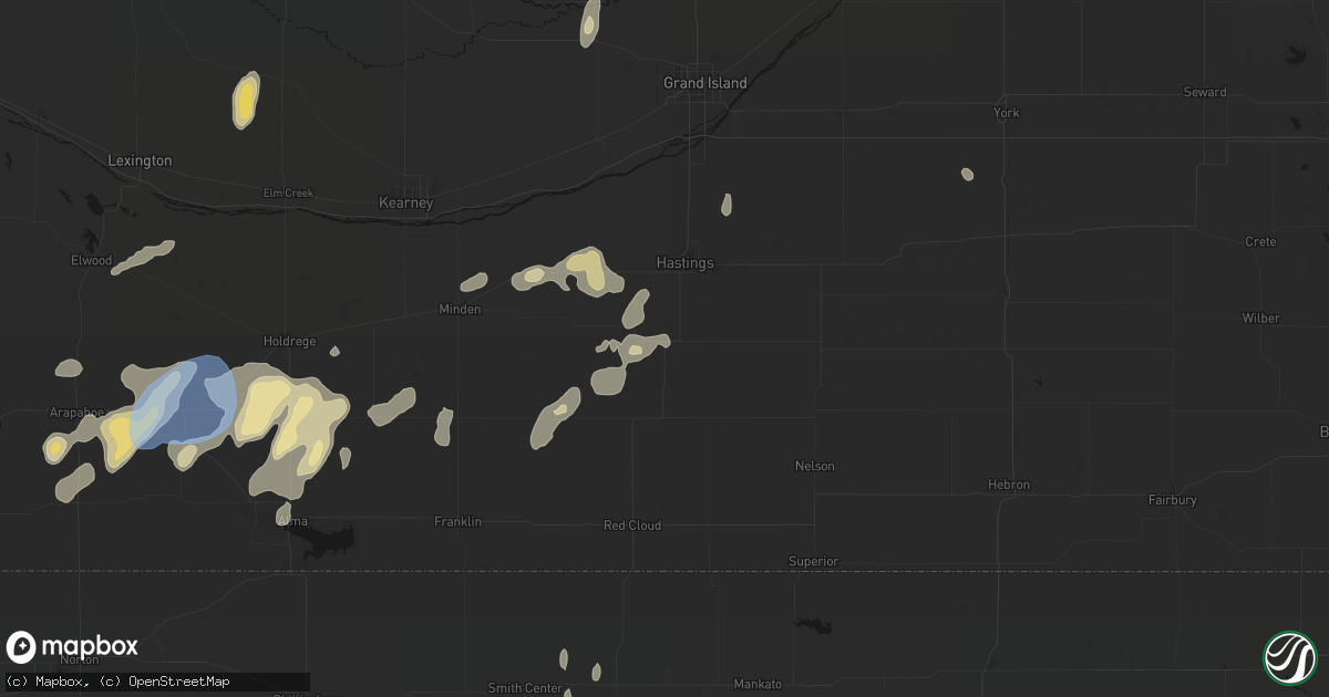 Hail map in Ayr, NE on June 3, 2026