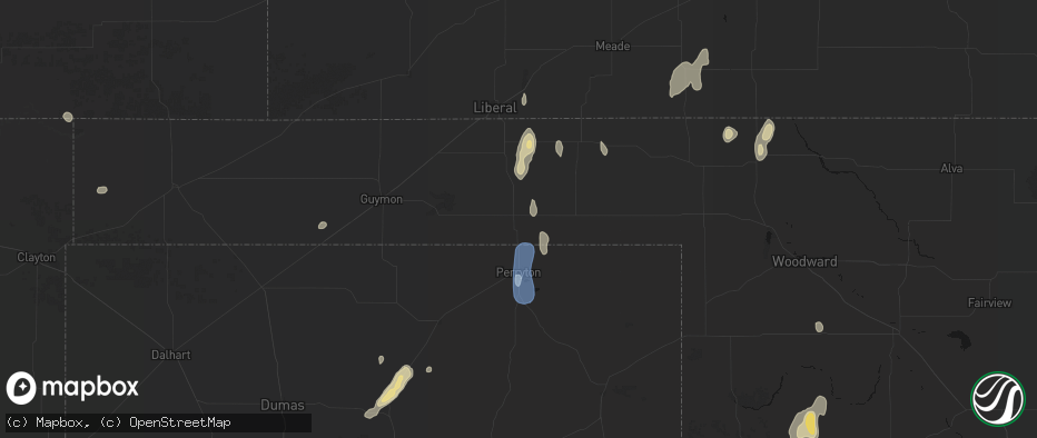 Hail map in Balko, OK on June 3, 2026