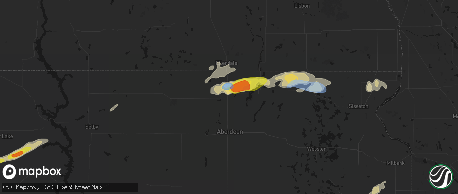 Hail map in Barnard, SD on June 3, 2026