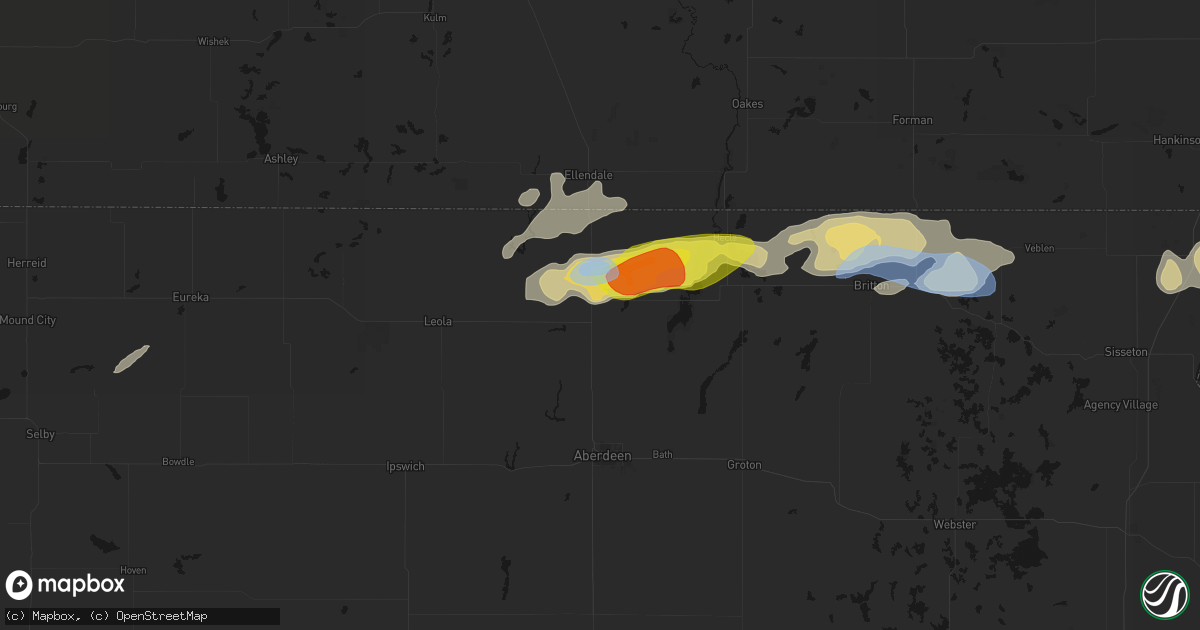 Hail map in Barnard, SD on June 3, 2026