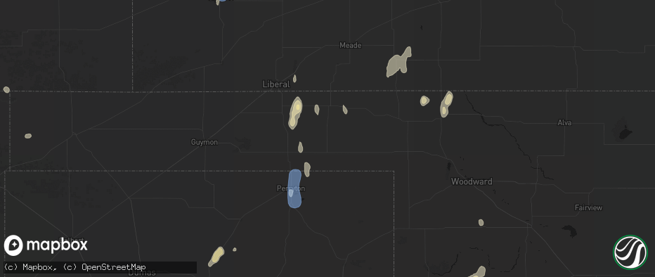 Hail map in Beaver, OK on June 3, 2026