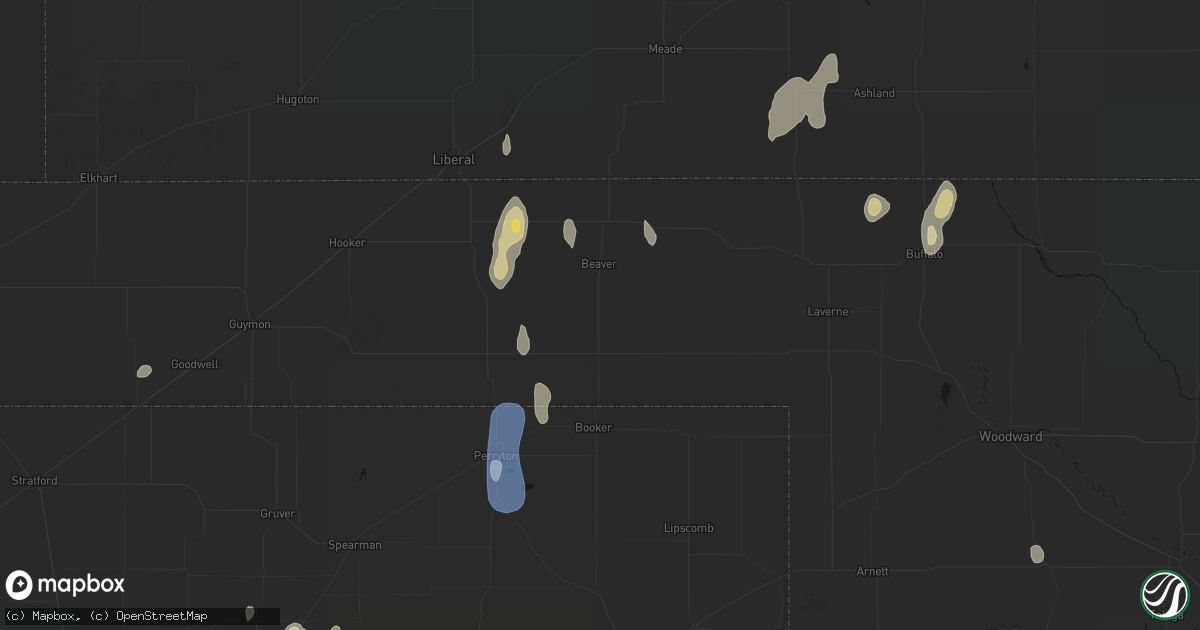 Hail map in Beaver, OK on June 3, 2026
