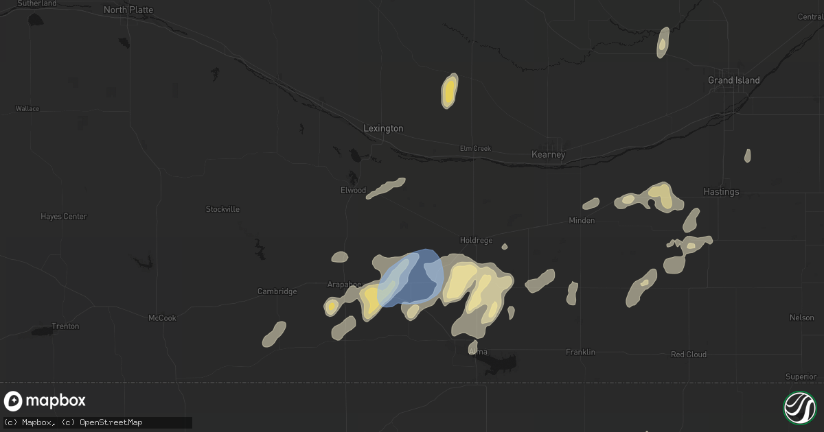Hail map in Bertrand, NE on June 3, 2026