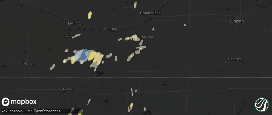 Hail map in Bladen, NE on June 3, 2026