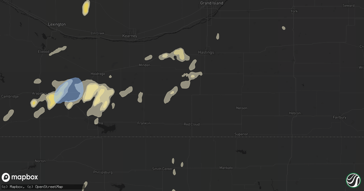Hail map in Bladen, NE on June 3, 2026